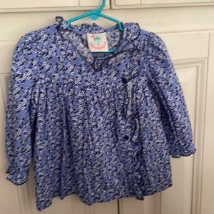 Shrimp and Grits blue floral top
